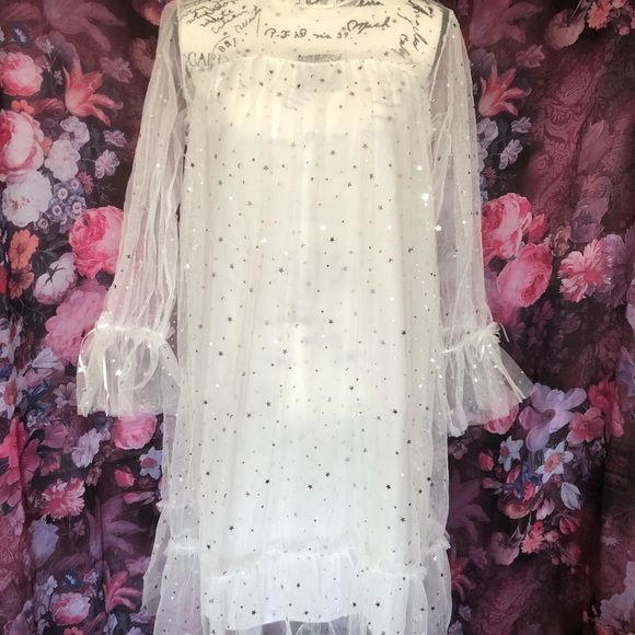 Dress fairy white mesh sequin princess star moon - Picture 9 of 11